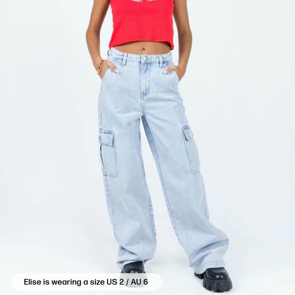 Princess Polly Blue Flare Wide Leg Jeans